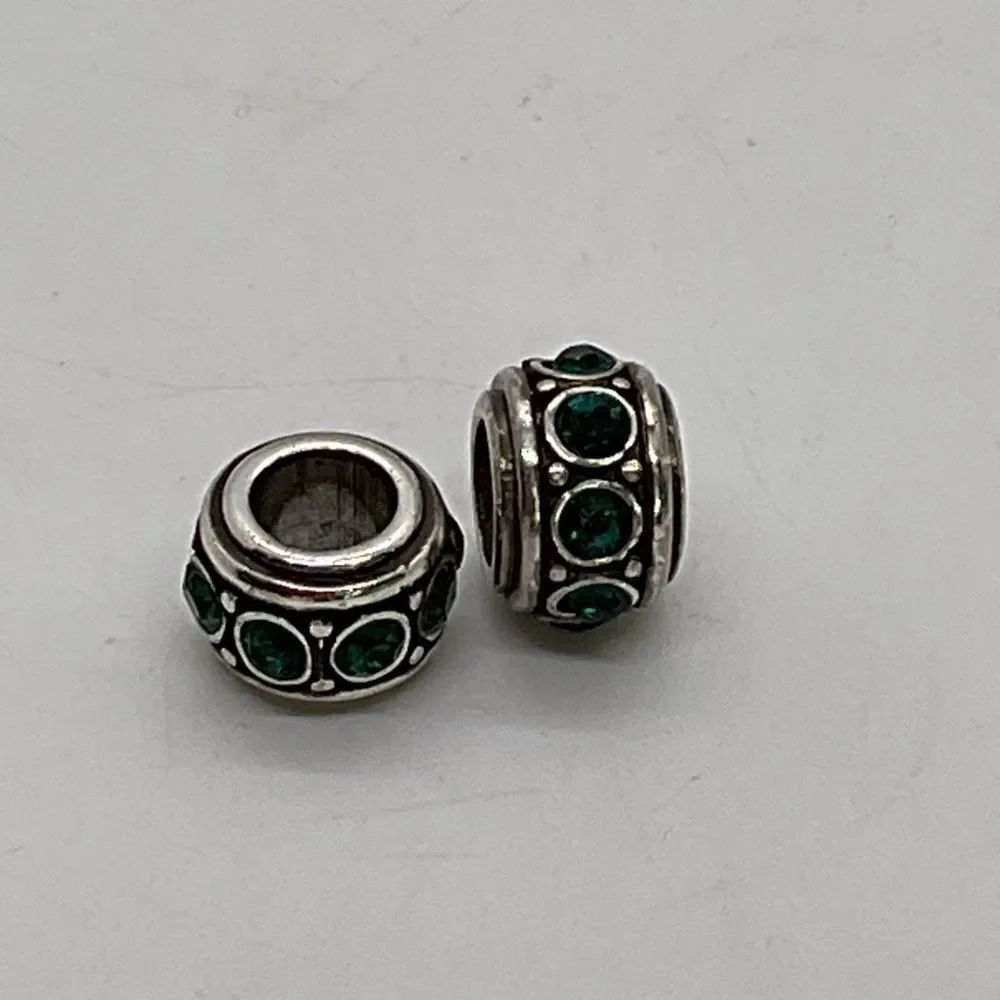 Brighton Glam Spacer Beads with Green Crystals